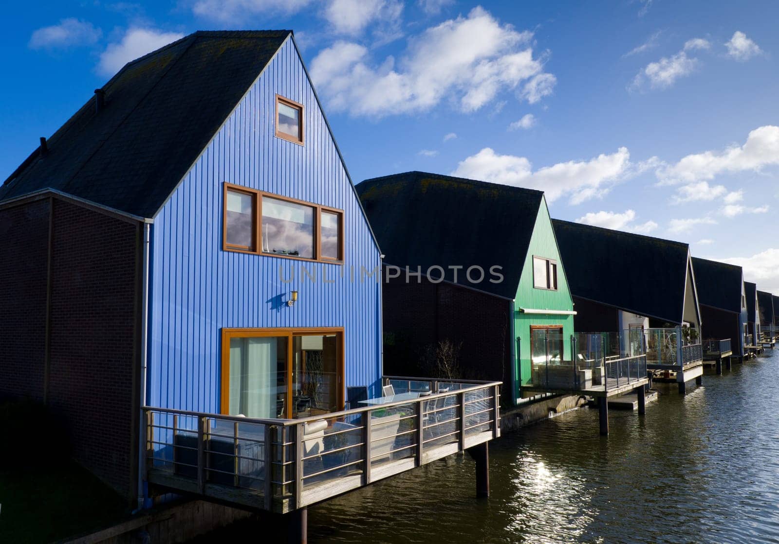 colorful houses at the island district, Almere, the youngest city in the Netherlands