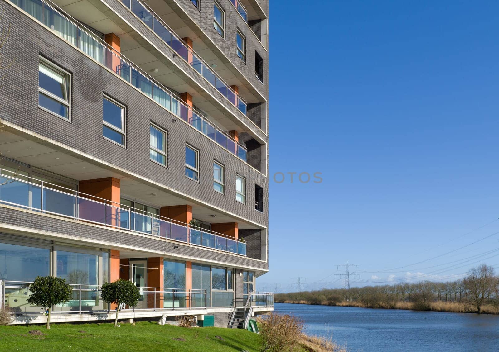 modern apartments in Almere, Netherlands at the waterfront