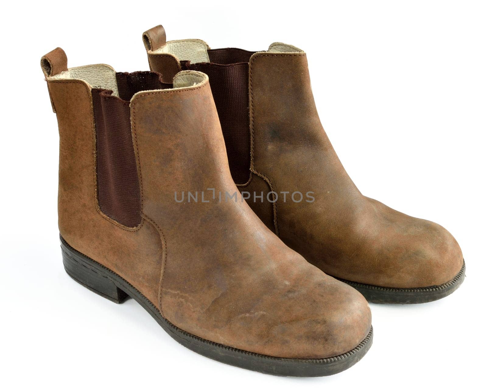 Old Brown Boots isolated on white background
