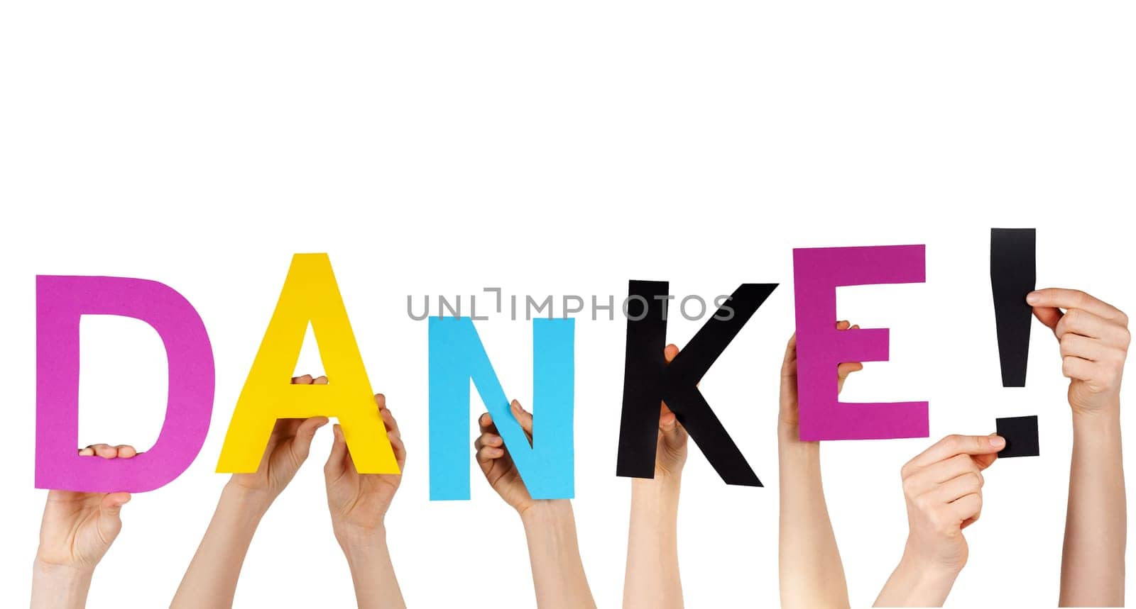 hands holding letters building the german word DANKE!, isolated