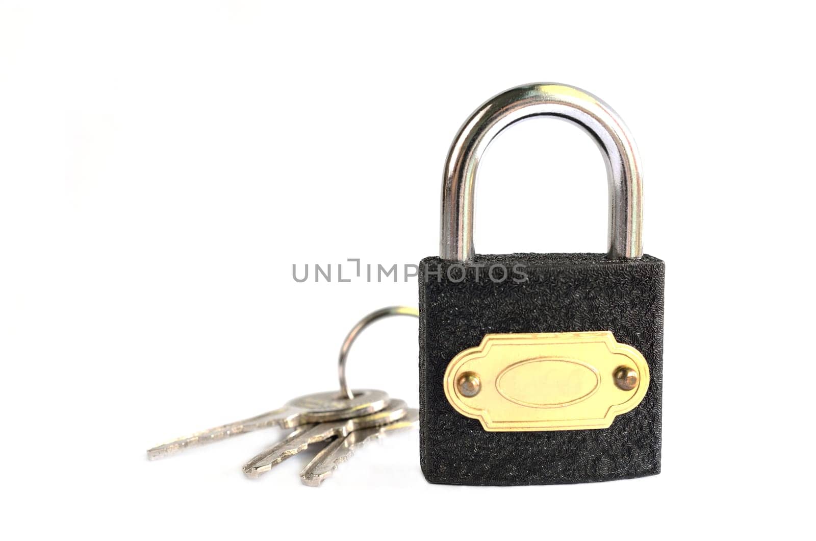 Key and padlock on white blackground