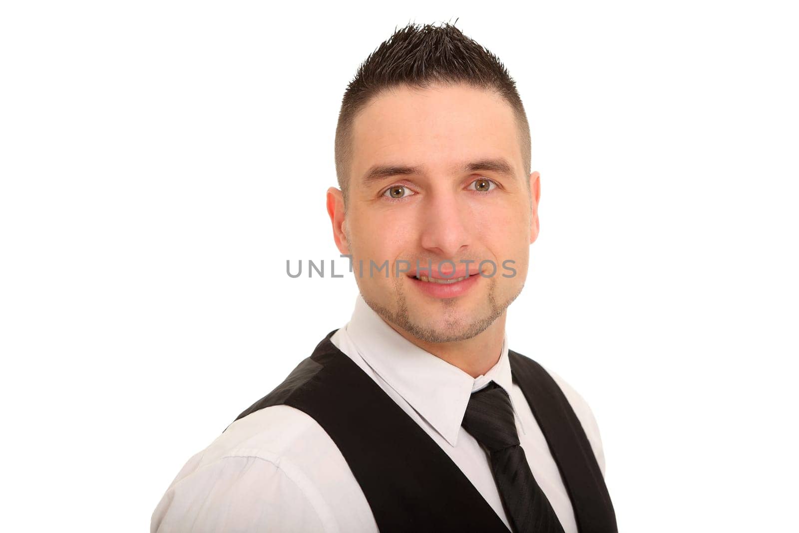 The photo shows a young businessman who was taken in application format.