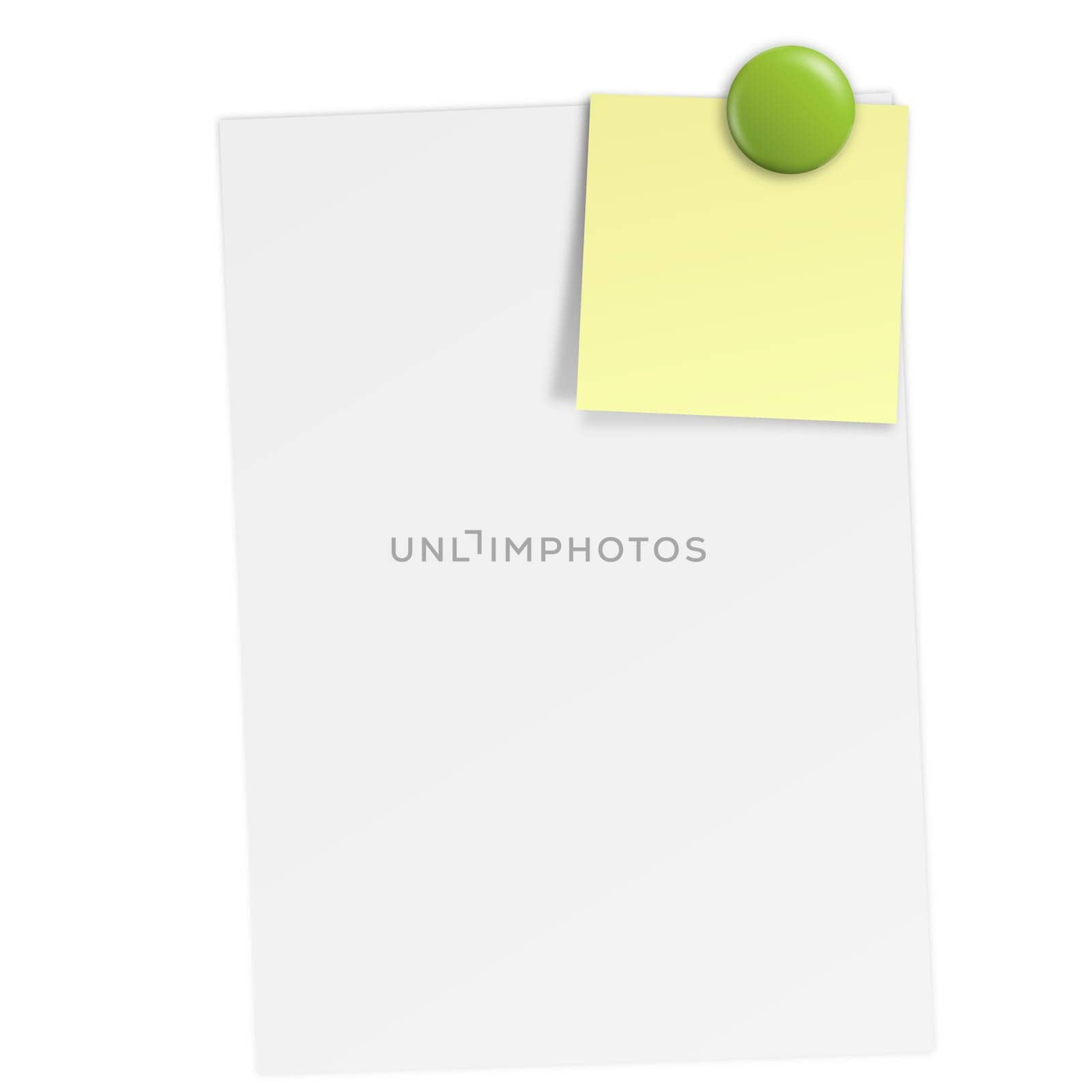 White note with sticky note and magnet