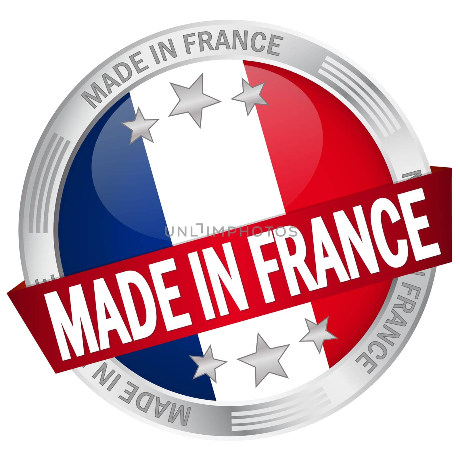 Button with banner "Made in France"""