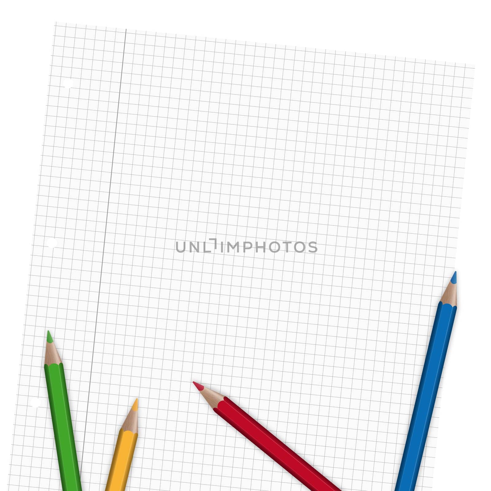 Sheet of paper squared with pens