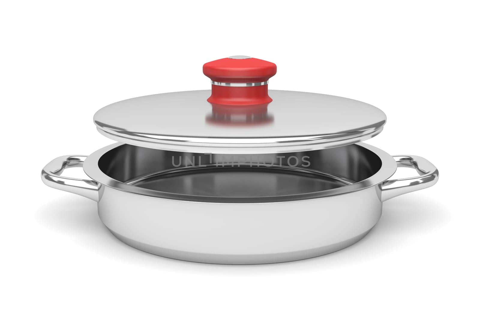 Empty open pan on white background