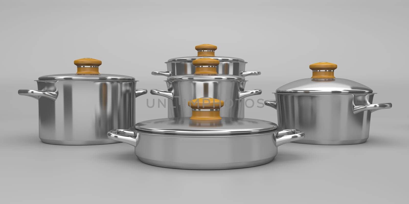 Set of stainless steel pots