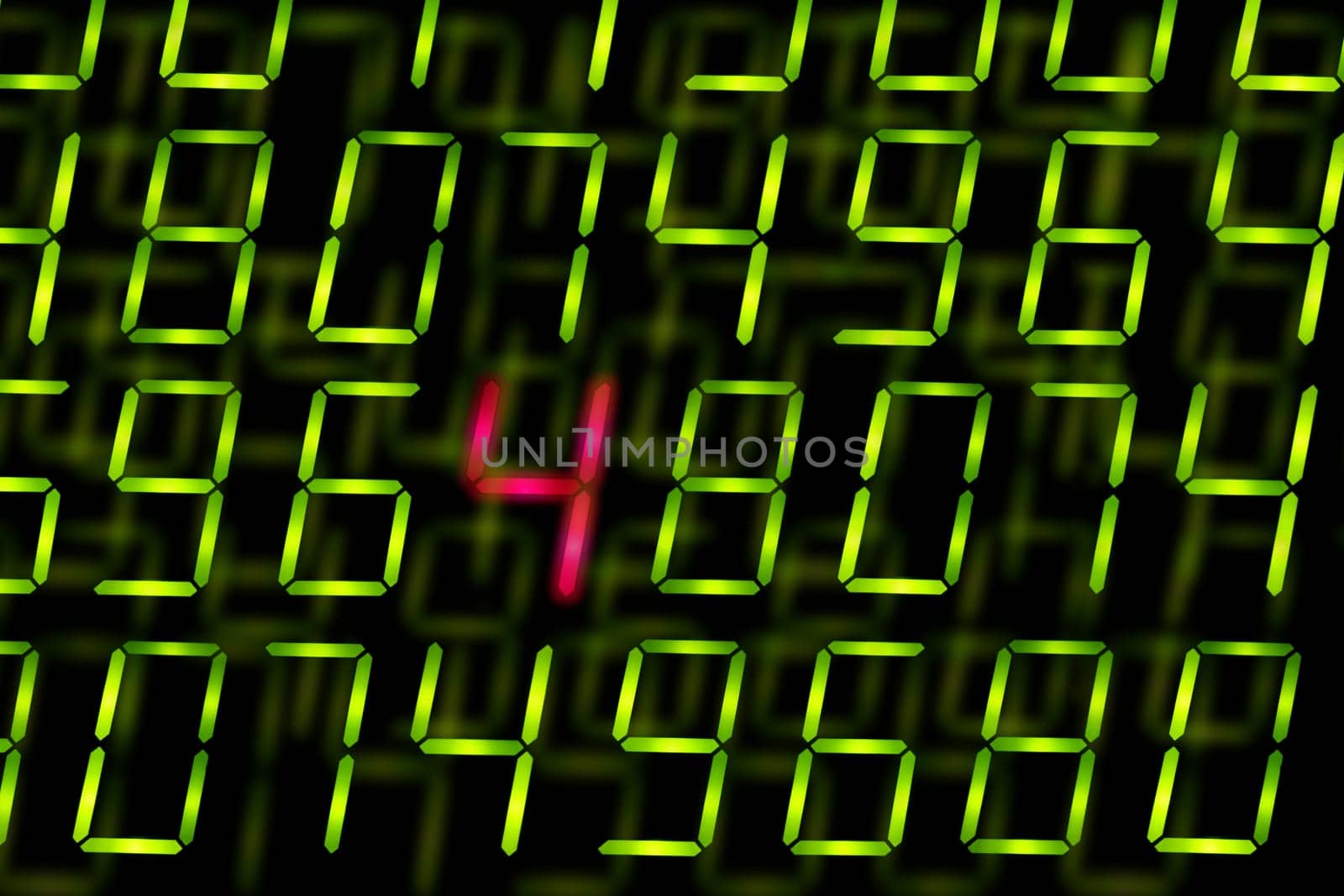 Digital numbers with one highlighted