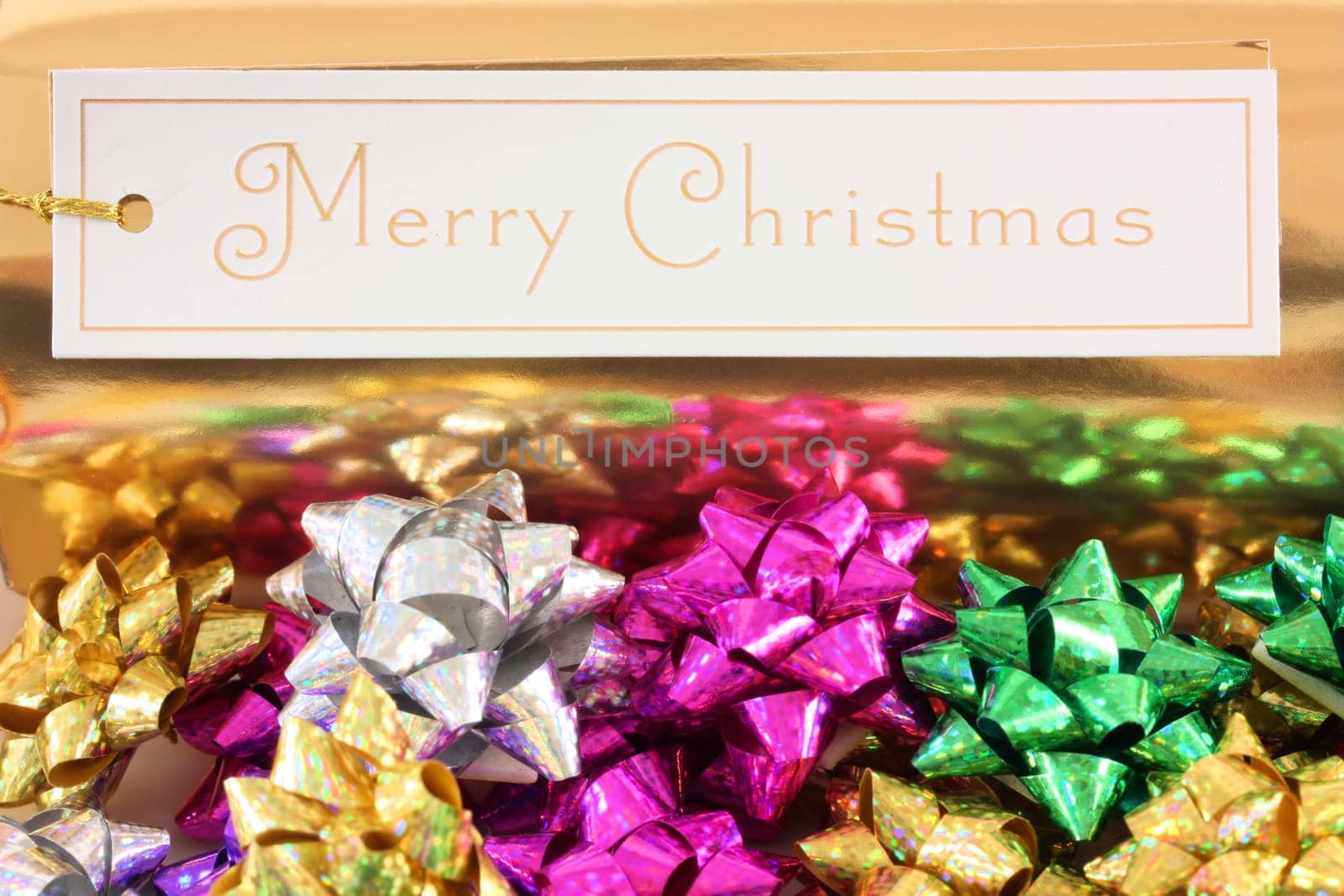 Merry Christmas message and bows