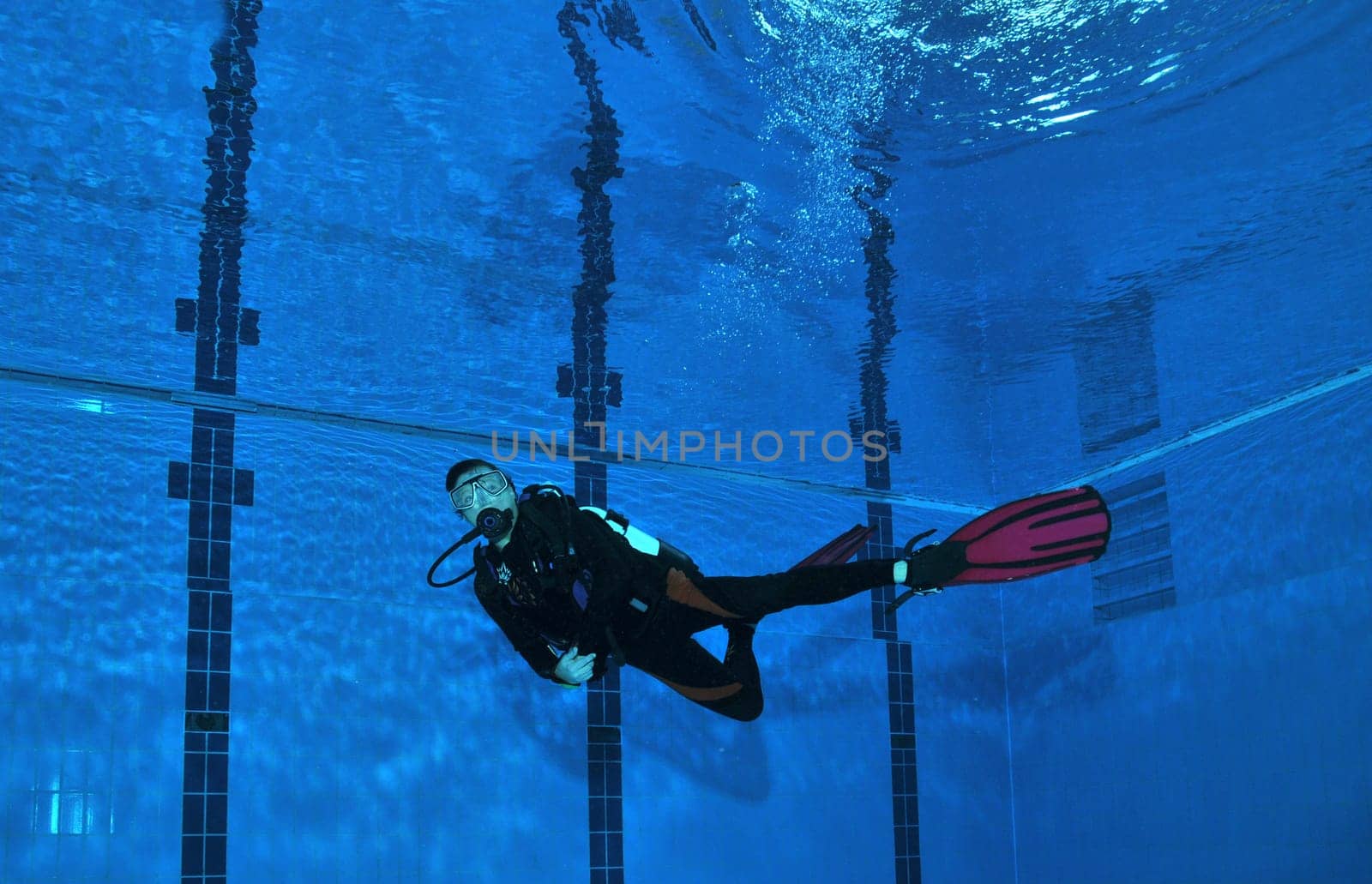 Diver in the indoor pool