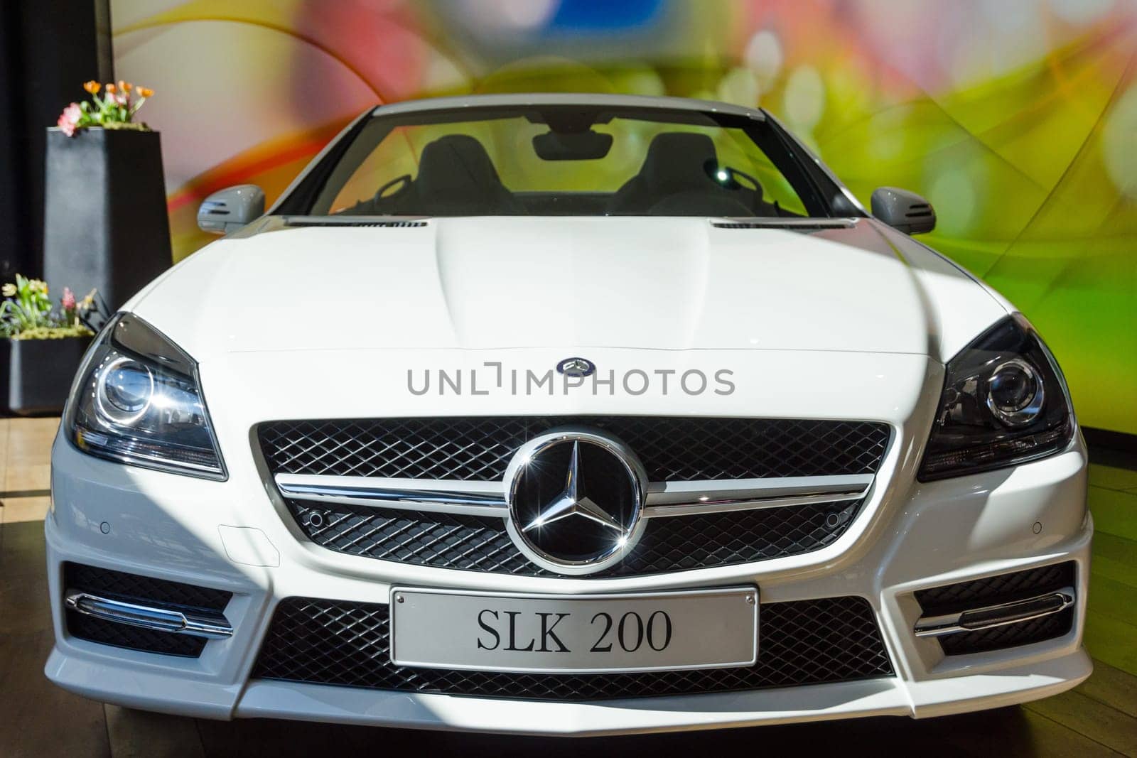 BERLIN - MARCH 16: Third generation of Mercedes-Benz SLK 200 at Mercedes-Benz Gallery on March 16, 2013 in Berlin