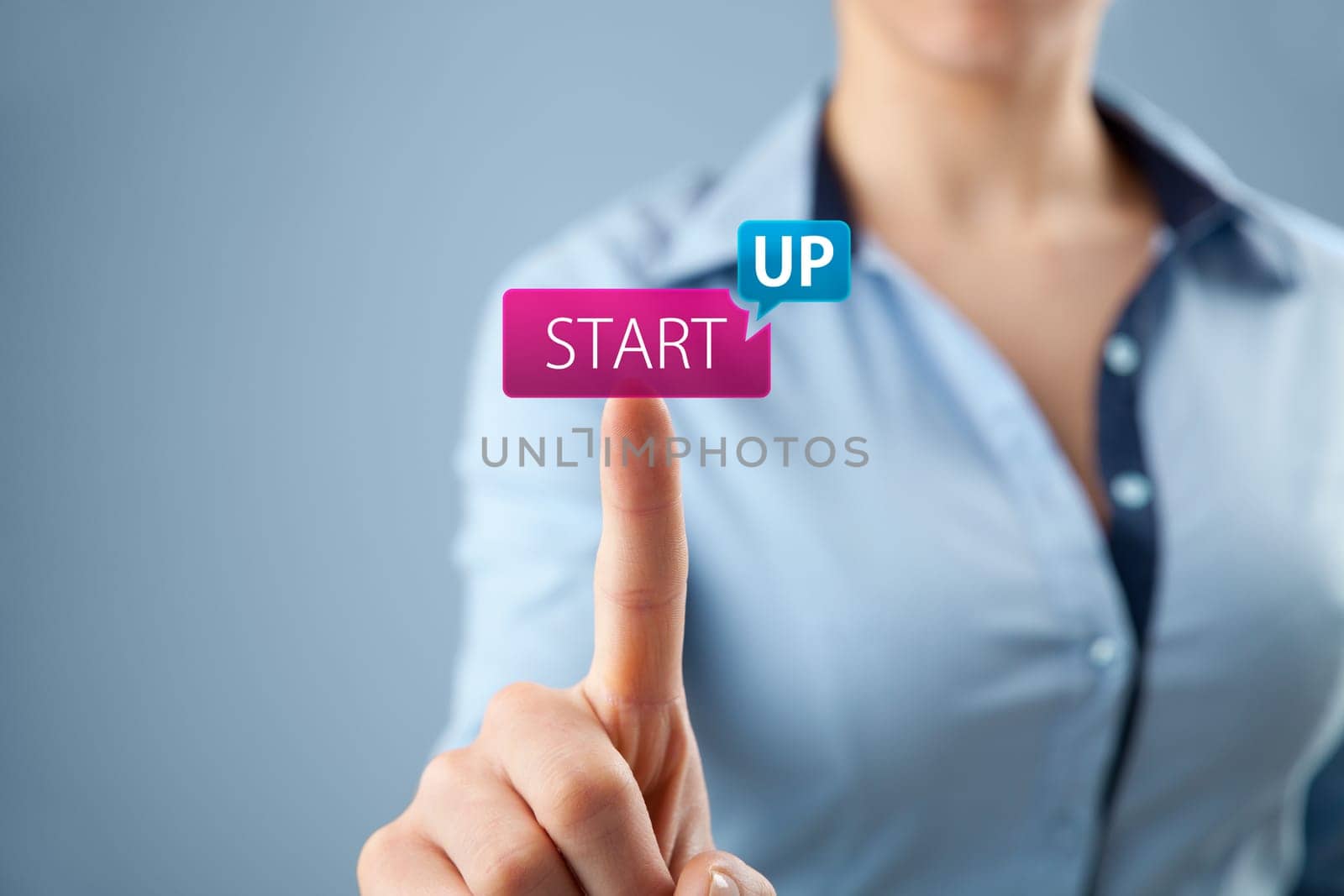 Woman start her startup business. Female investor accelerate start-up project concept.
