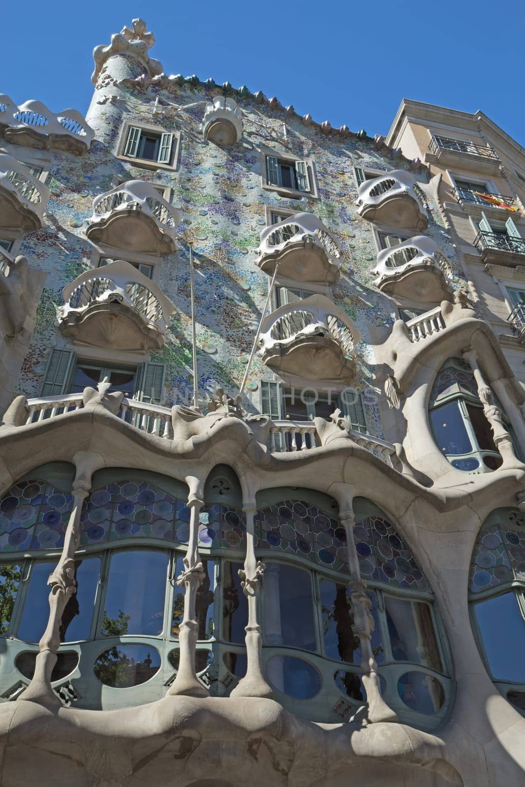 Casa Battlo in Barcelona (Catalunya, Spain). Vertically.