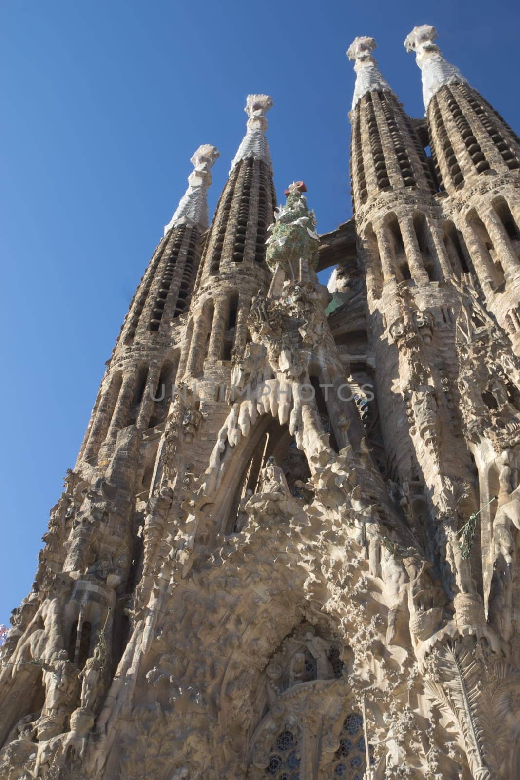 Sagrada Familia in Barcelona (Catalunya, Spain). Vertically.