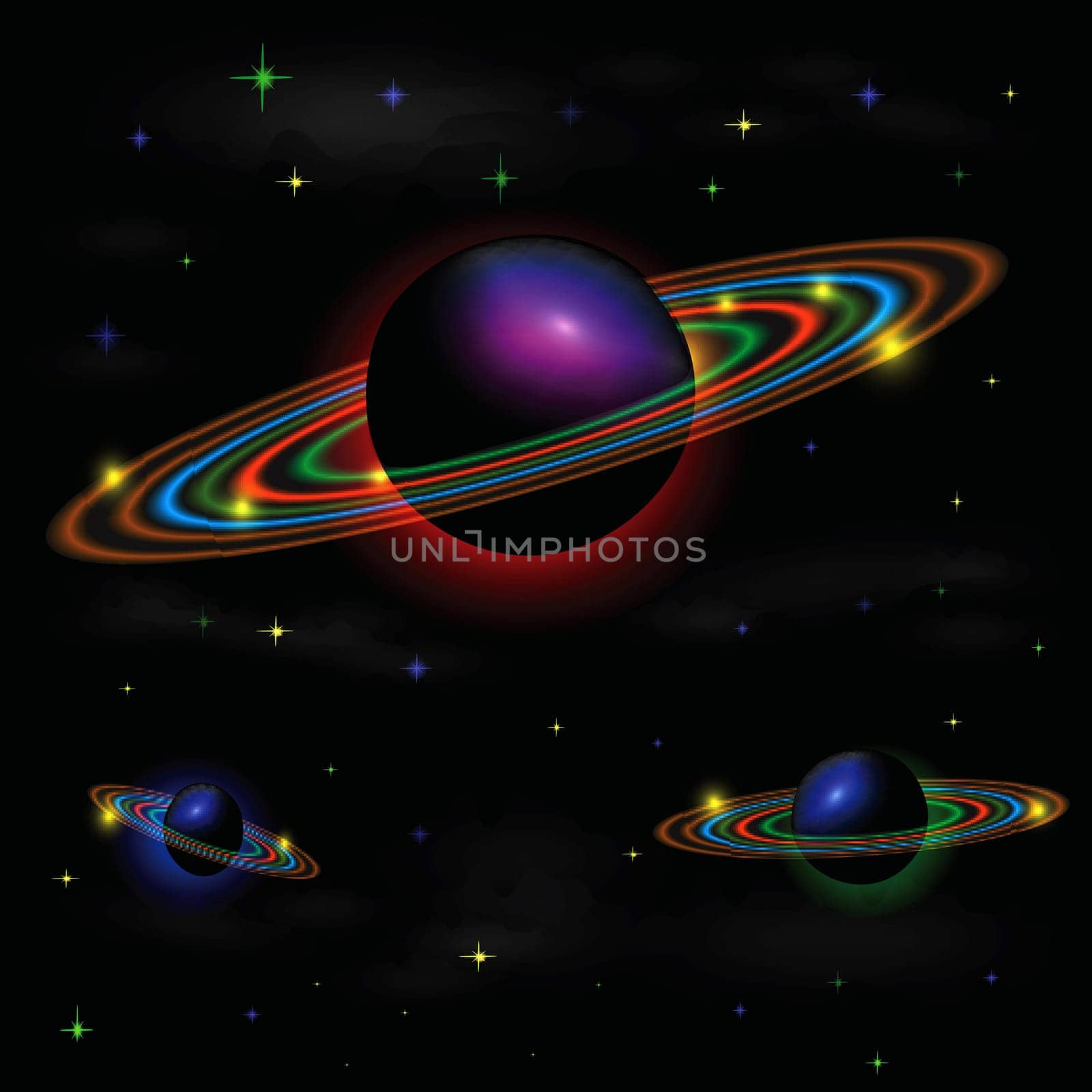 colorful illustration with space background for your design