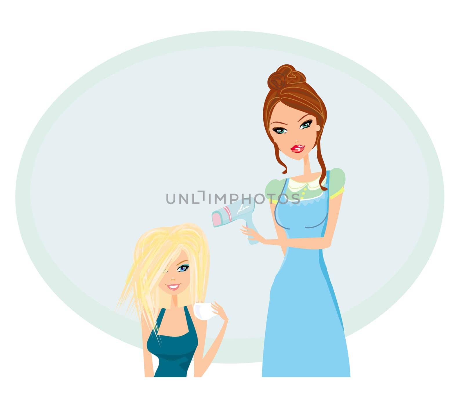 Vector illustration of the beautiful woman in hairdressing salon