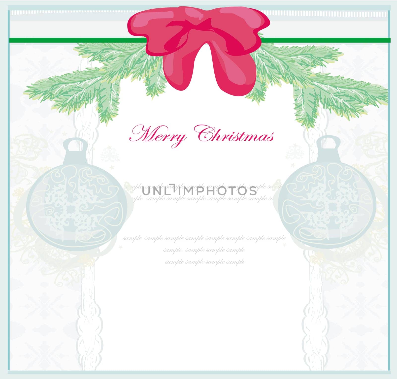 Christmas Framework style card with bauble