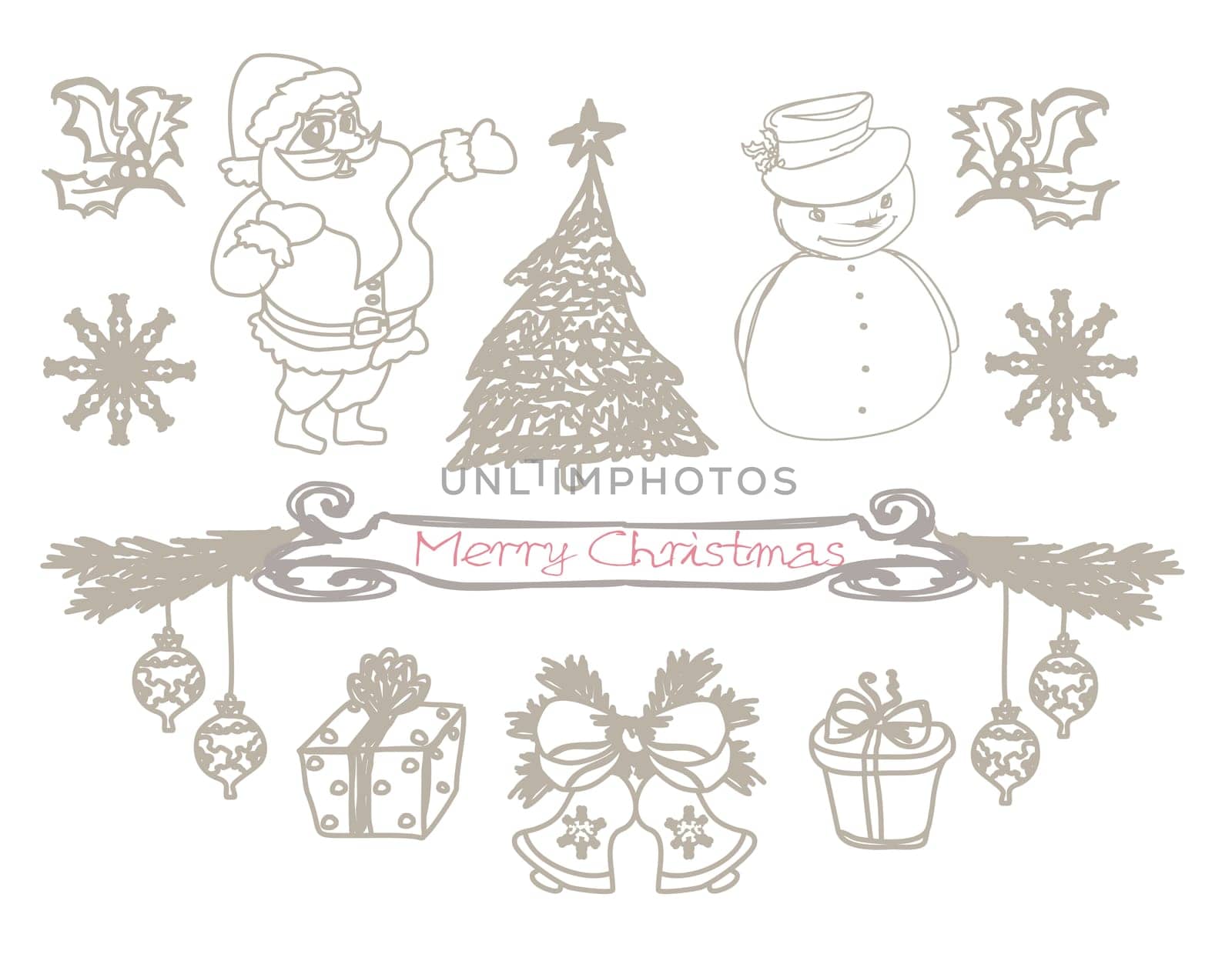 hand drawn christmas doodles