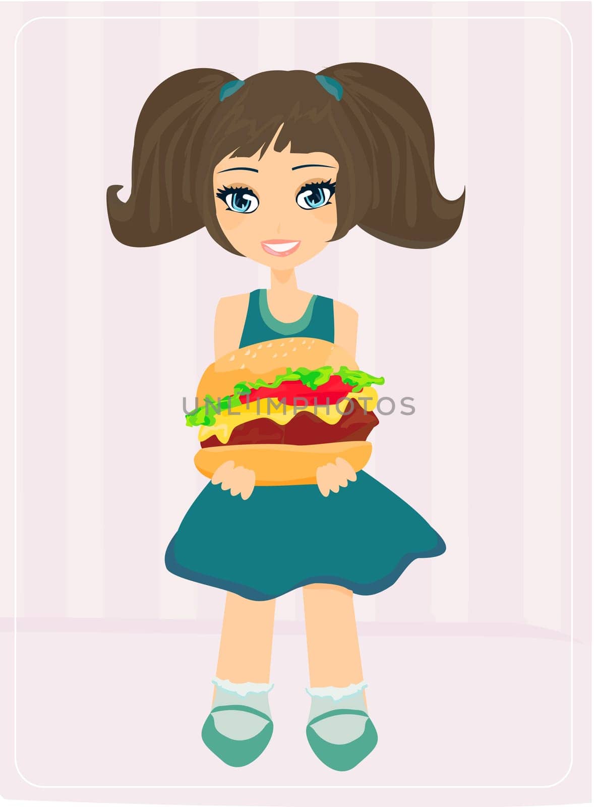 cute little girl with sandwich