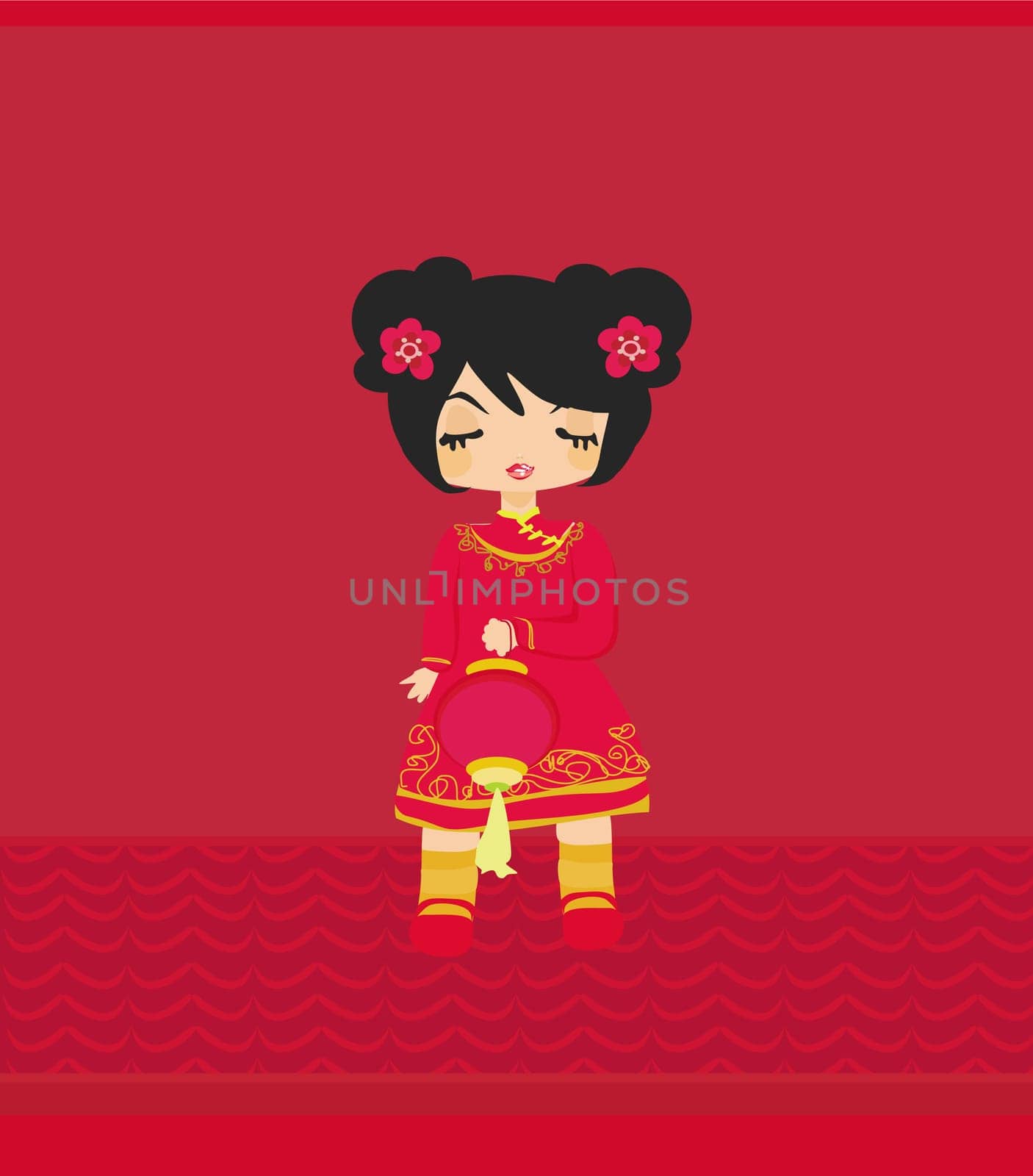 A chinese girl and her beautiful lantern