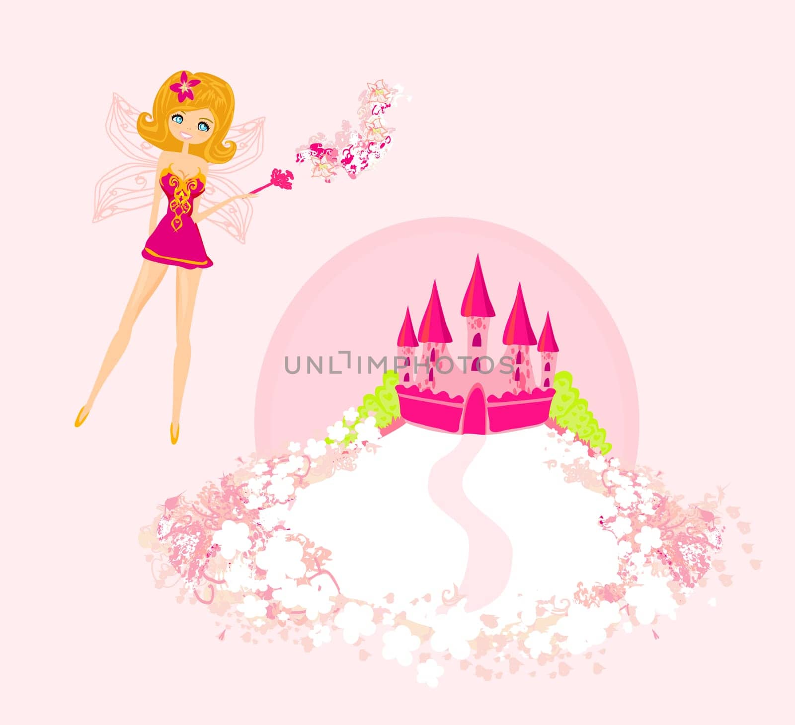 fairy flying above castle