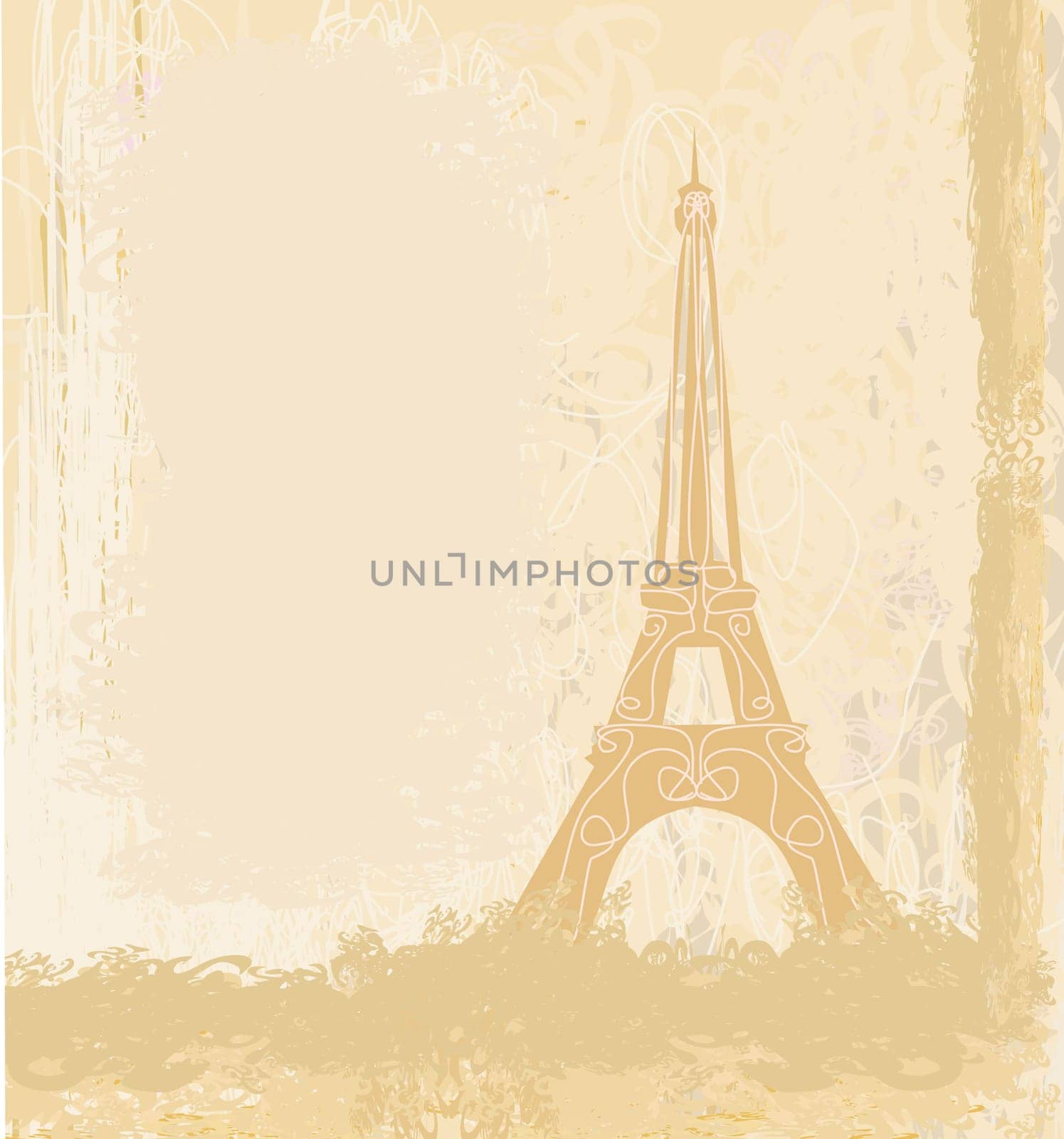 vintage retro Eiffel card on abstract background