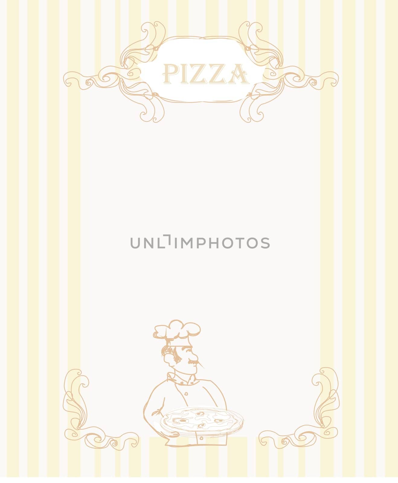chef with pizza -  menu vector illustartion