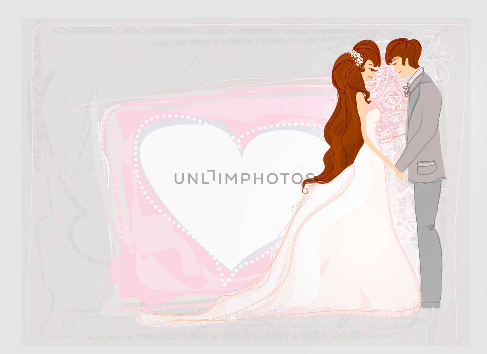 elegant wedding invitation with wedding couple