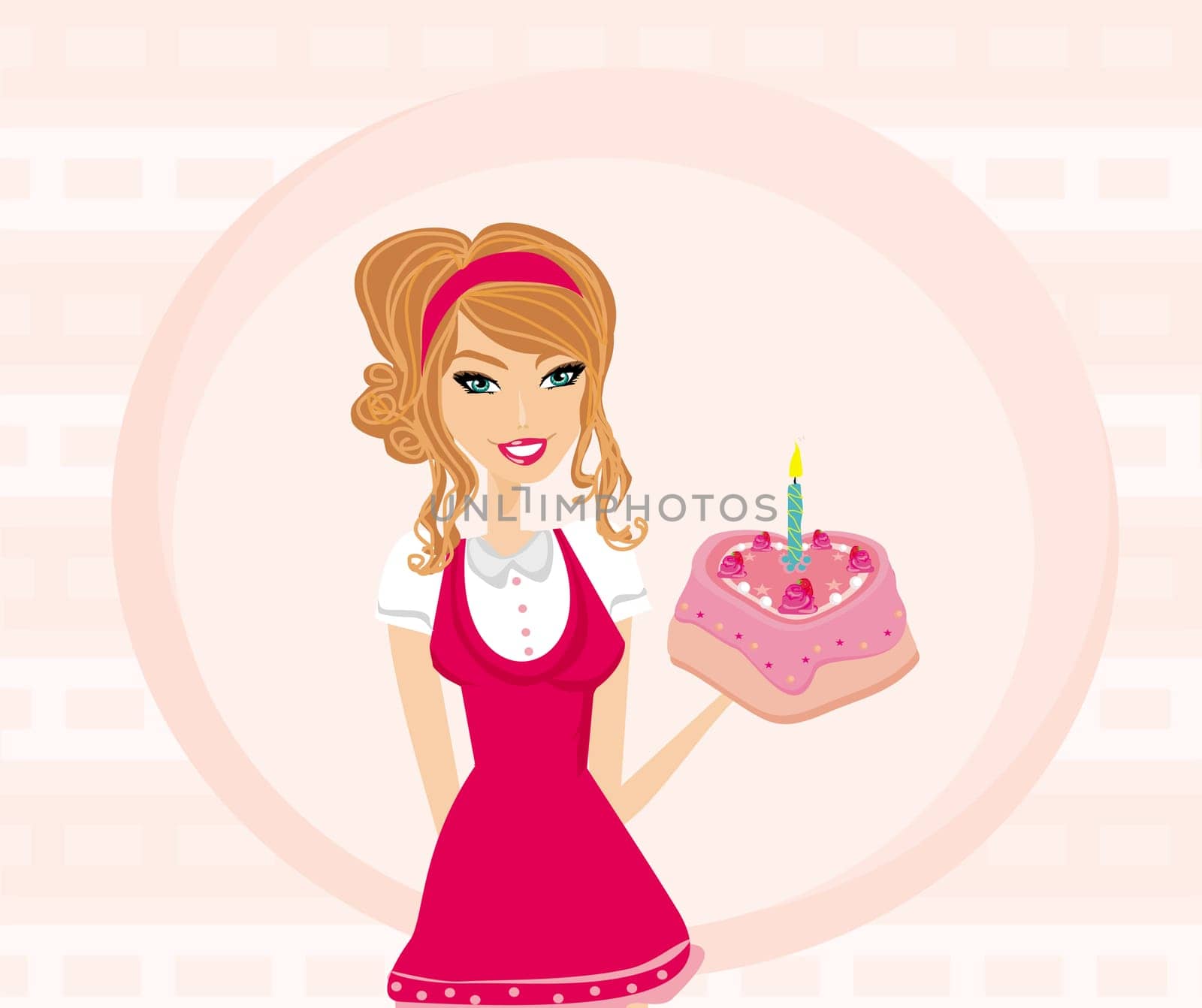 Beautiful lady with birthday cake
