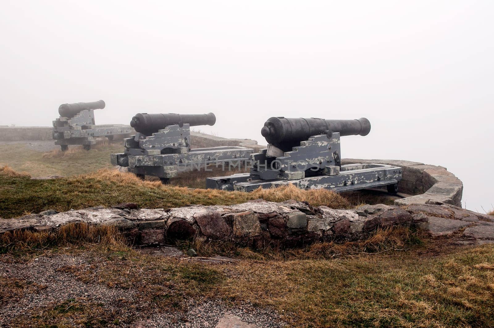 Cannons in the fog, Queen's Battery, Saint John's, Newfoundland, Canada.