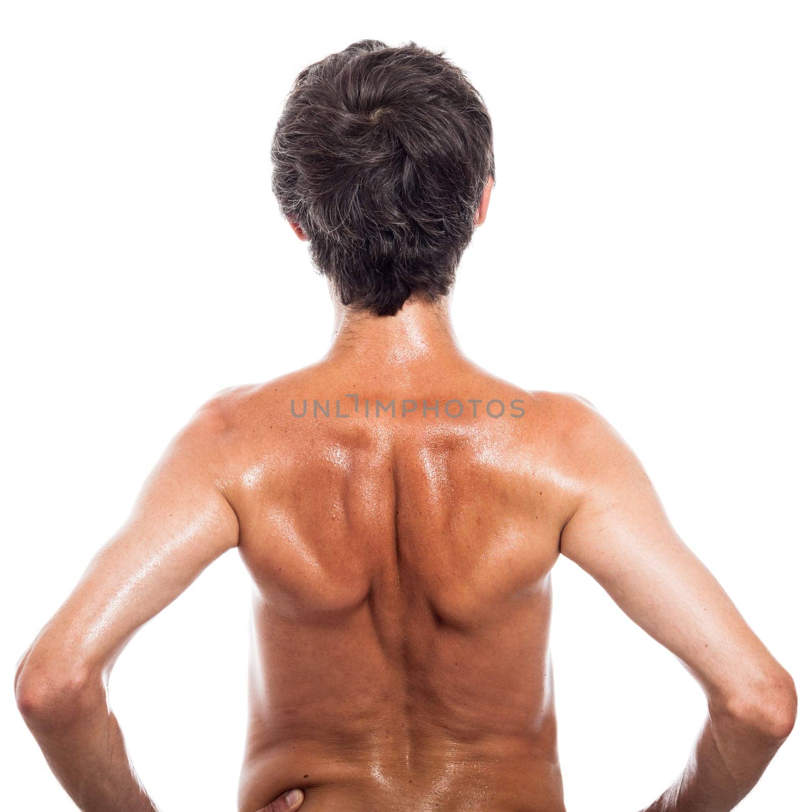 Back view of shirtless man by JanMika_1