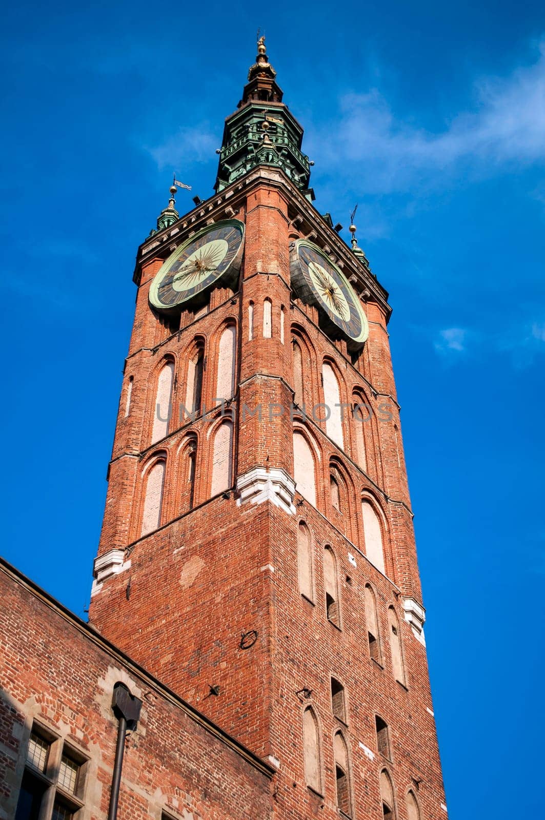 Clock Tower, City Hall building in the Old Town of Gdansk, Poland.