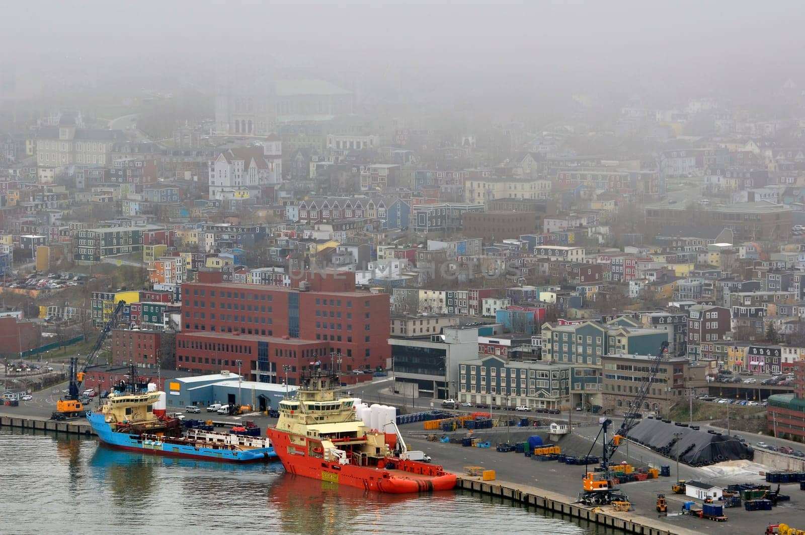 Panoramic view of Saint John's in fog. Newfoundland, Canada.