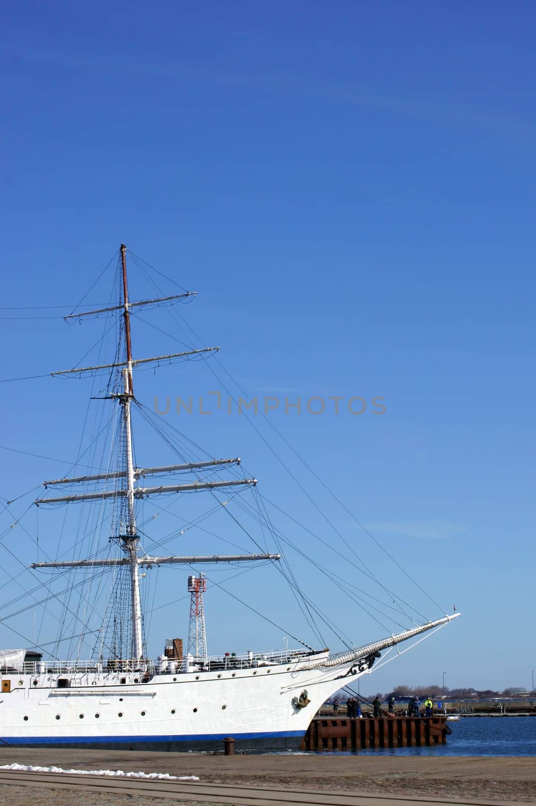 Stralsund,Mecklenburg-Western Pomerania/Germany – April 06: The Gorch Fock on April 6,2013 in the harbor of Stralsund. The Gorch Fock is a sailing training ship of the German Navy.