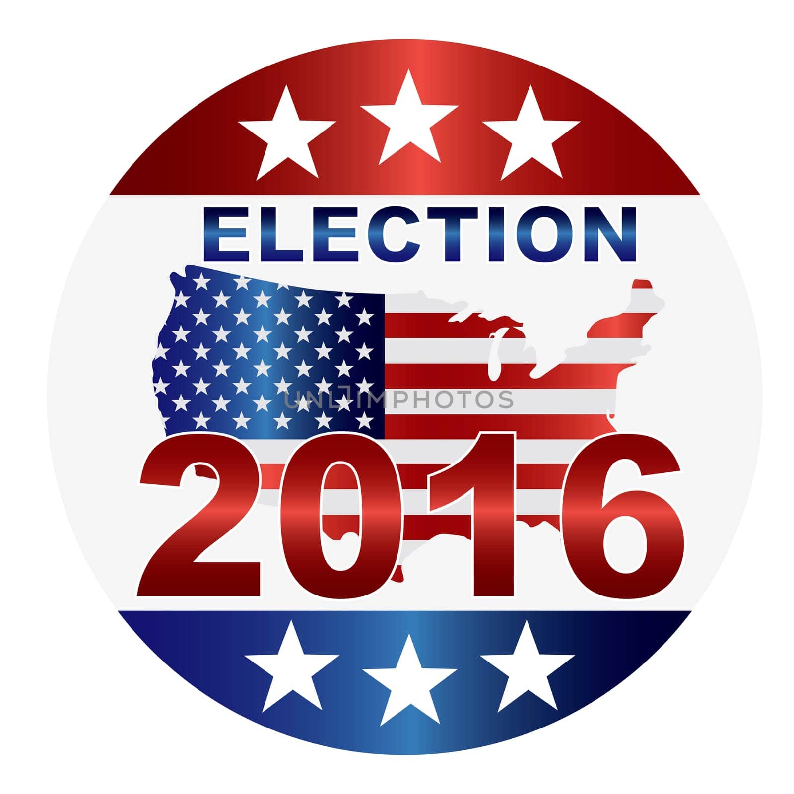 Election 2016 with USA Flag in Map Silhouette Illustration
