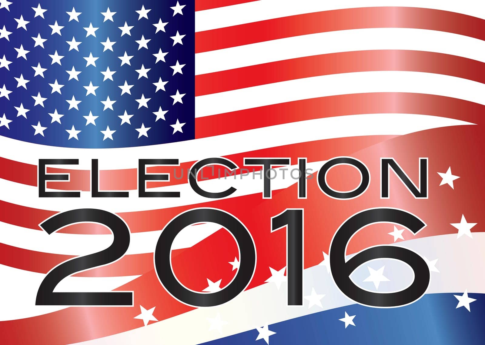 Election 2016 with Stars and Stripes and US Flag Background Illustration
