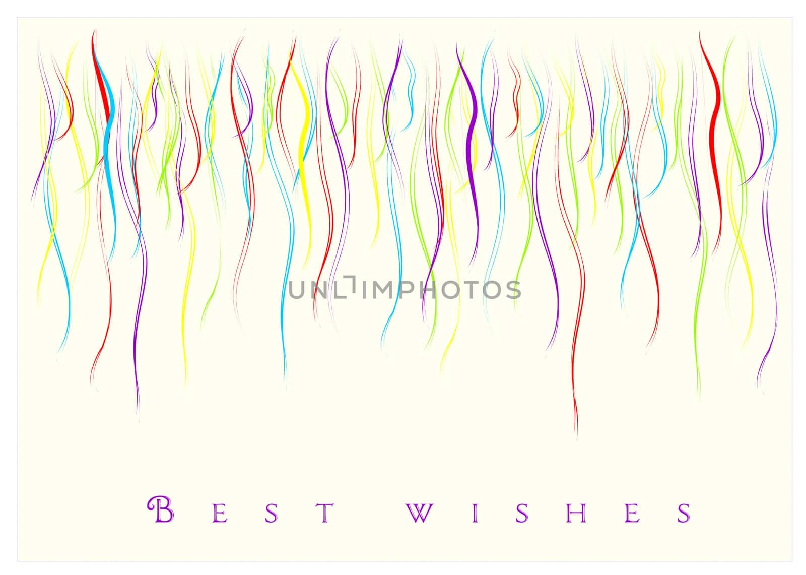 best wishes and congratulations card with colored ribbons