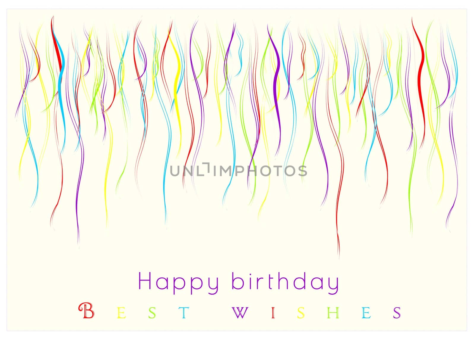 best wishes and congratulations card with colored ribbons