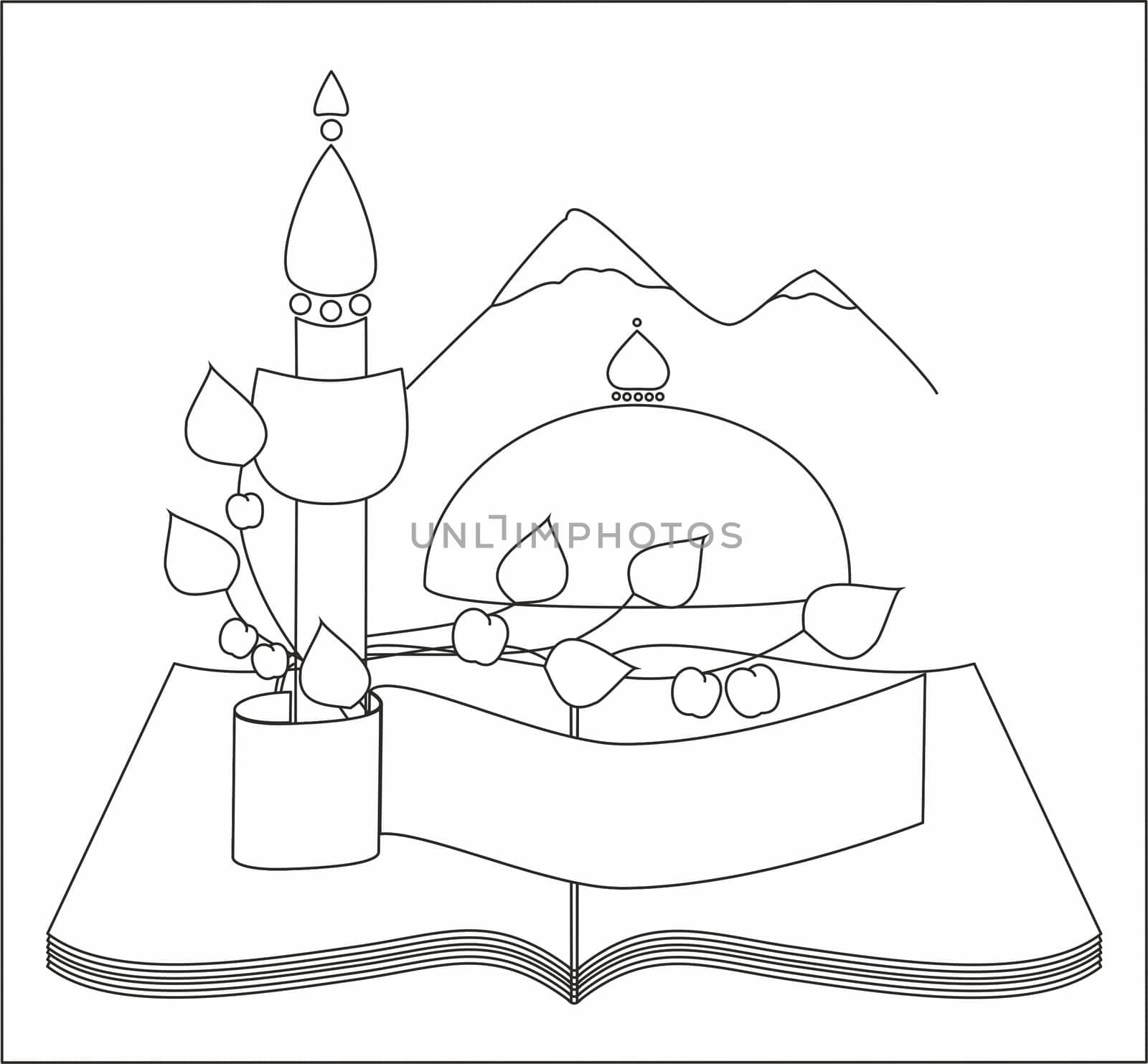 symbols of knowledges, nature, religion and combination of them