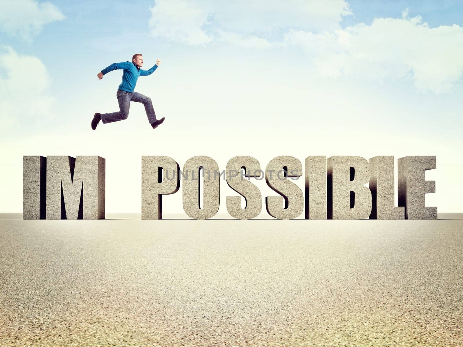 man jump over 3d possible word