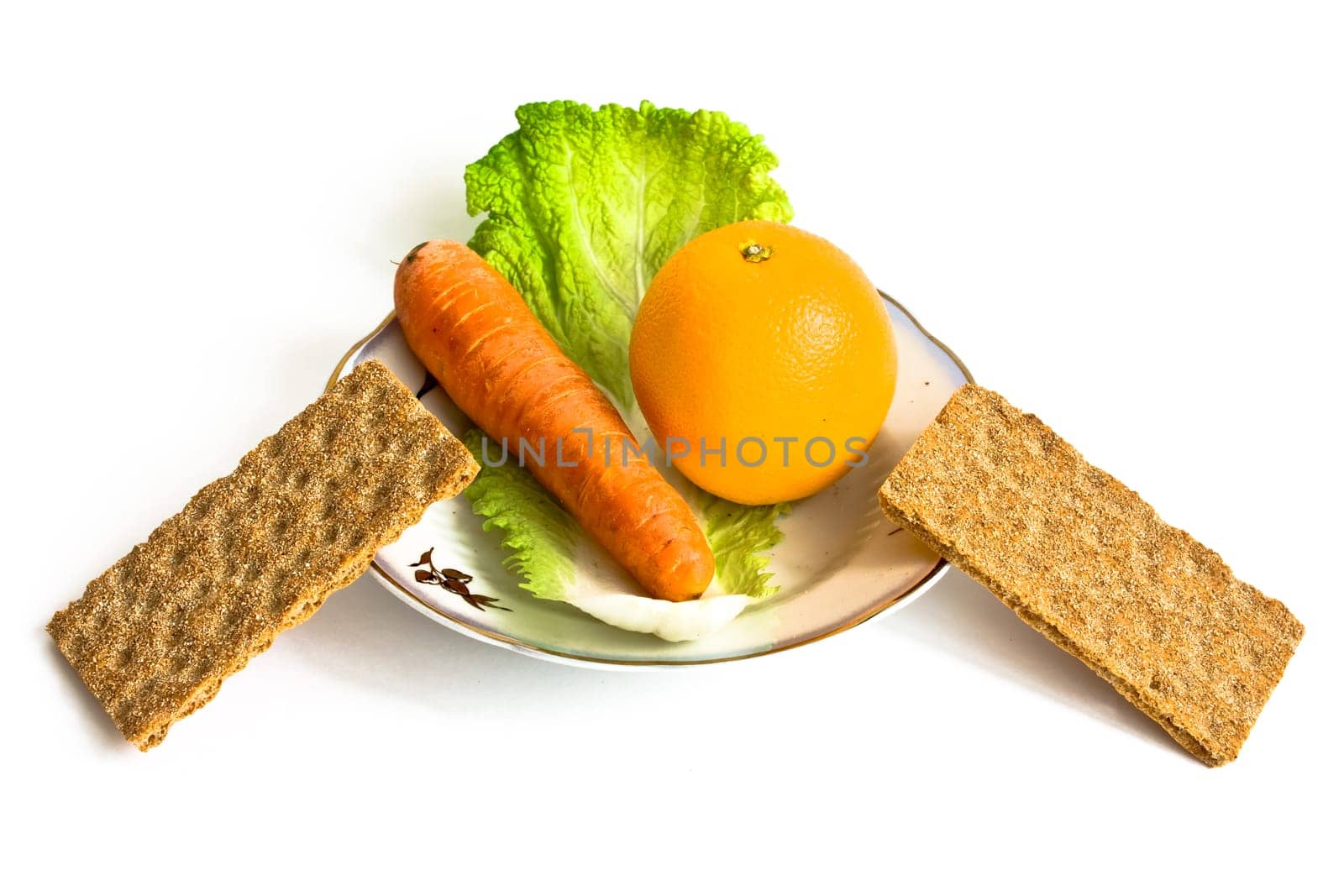 photo of the still life of healthy food isolated on white