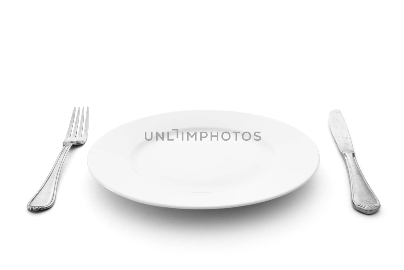 knife, fork and plate