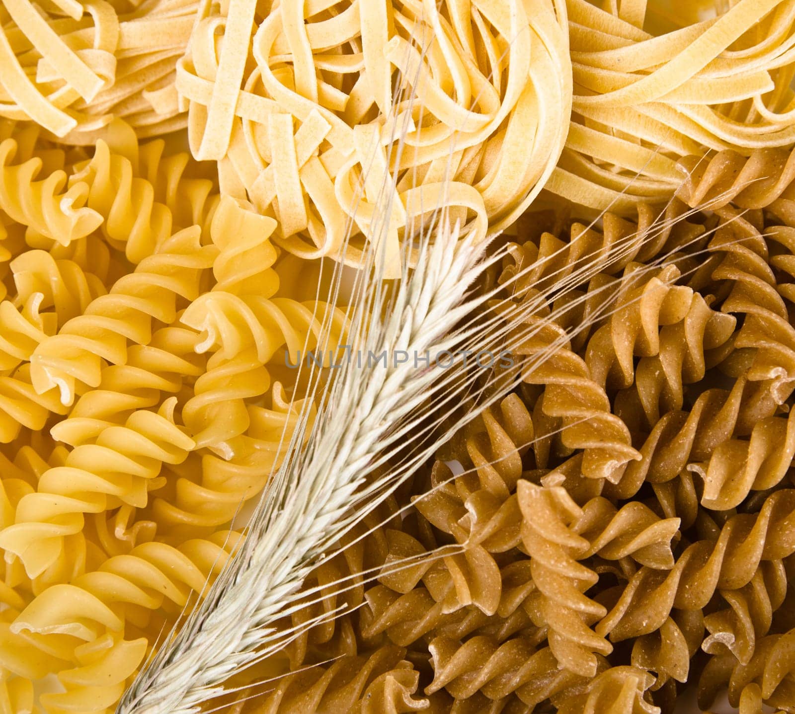set of different pasta, close-up