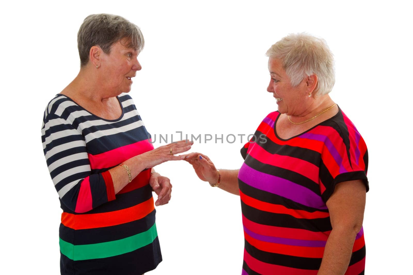 Female dairywomen exposed on a white background