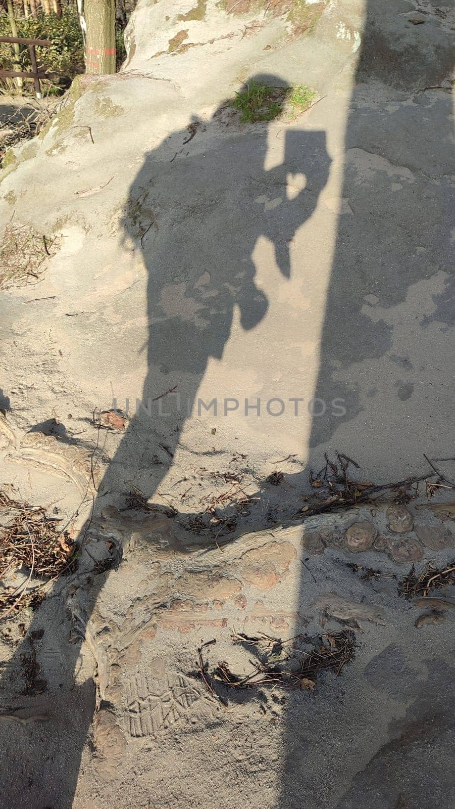 Shadow person hiking shadow earth tourism tourist travel . High quality photo