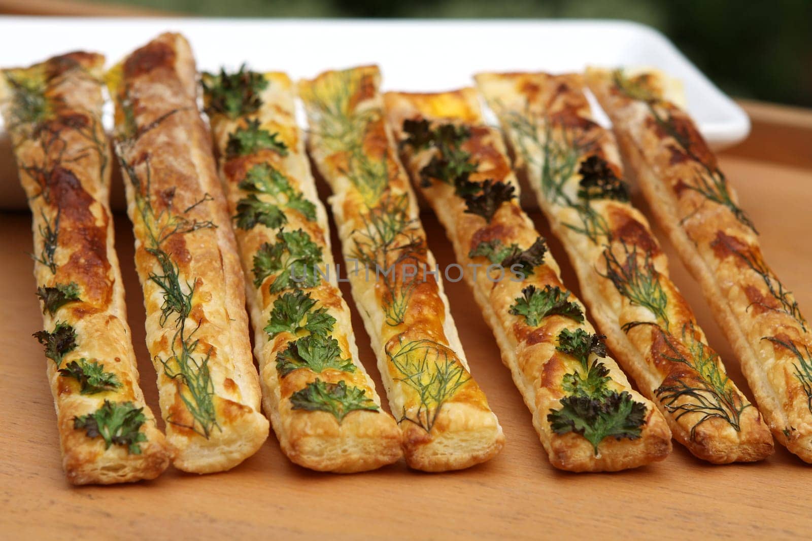 Herb sticks made of puff pastry