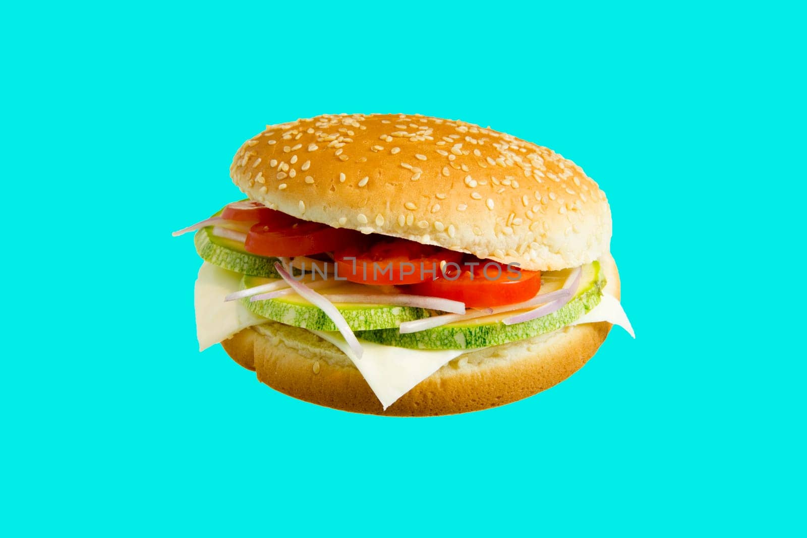 Veggie Burger made with zucchini,tomato,onion and cheese.