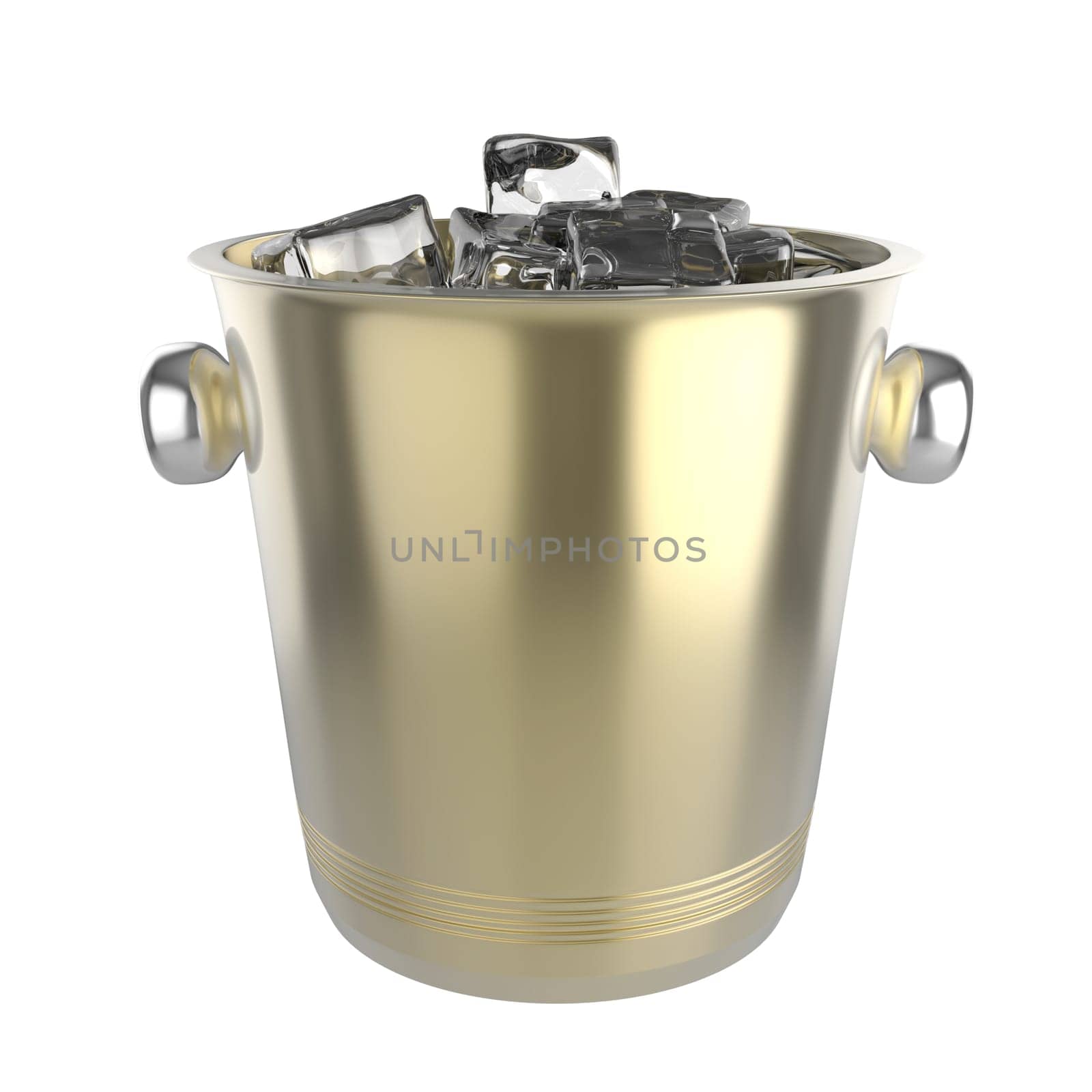 Ice bucket full with ice, isolated on white background