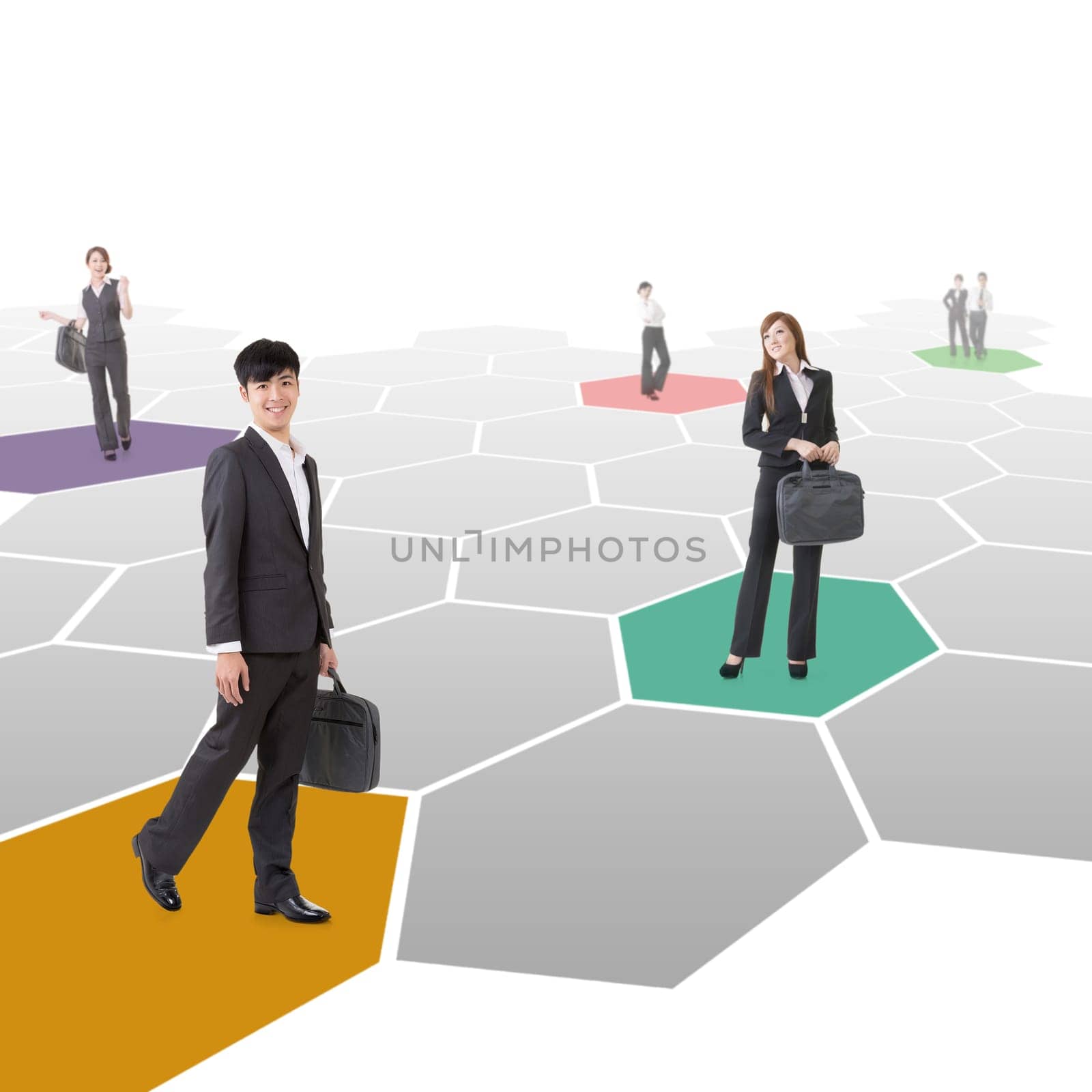 Happy smile Asian business people.