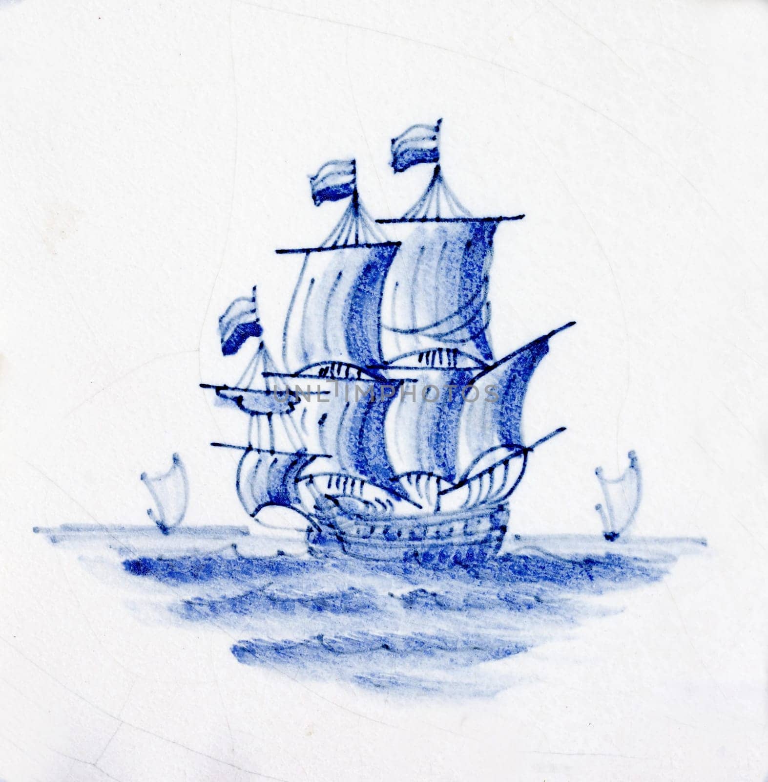 Delft blue  traditional dutch tile design of hand made earthenware tile